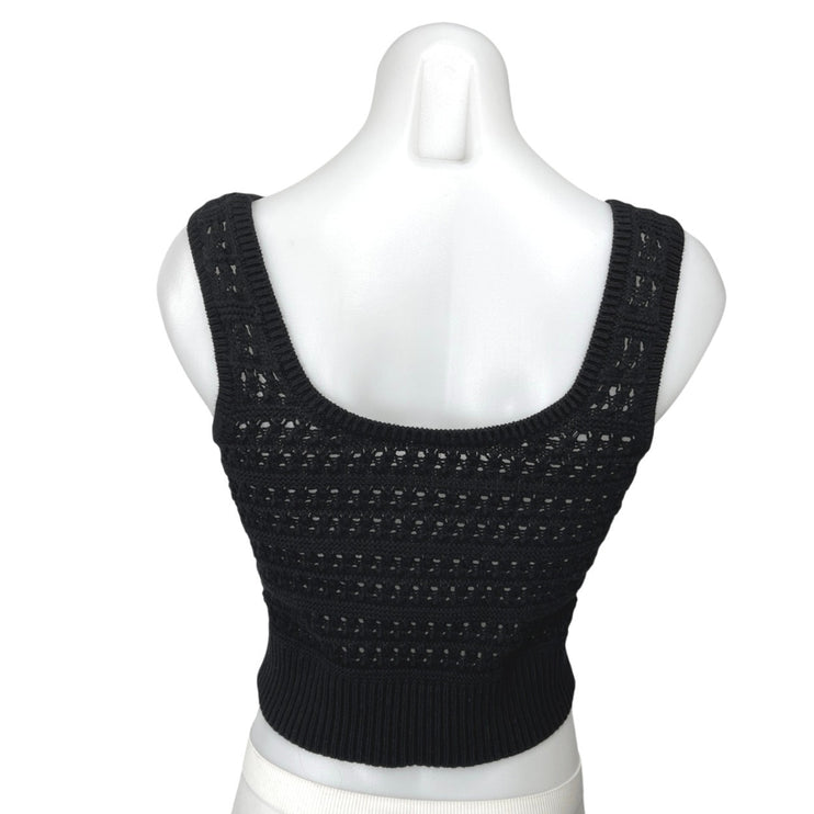 Old Navy Women's Black Crochet Knit Sleeveless Tank Crop Sweater Vest Top Sz XS