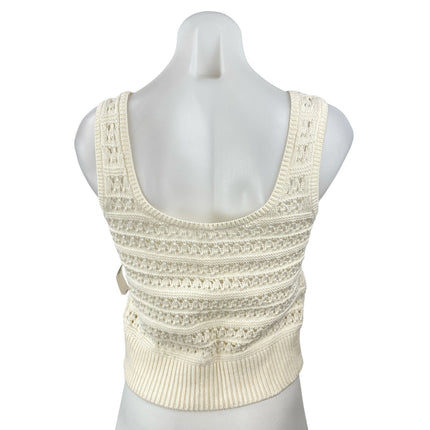 NEW Old Navy Cream Open Knit Crochet Scoop Neck Sleeveless Crop Tank Top Size S