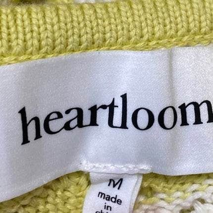 Heartloom Women's Yellow Striped Crochet Knit Flutter Sleeve Sweater Tank Top M