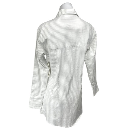 NEW Steele White Striped Long Sleeve Collar Button Down Mini Shirt Dress Size XS