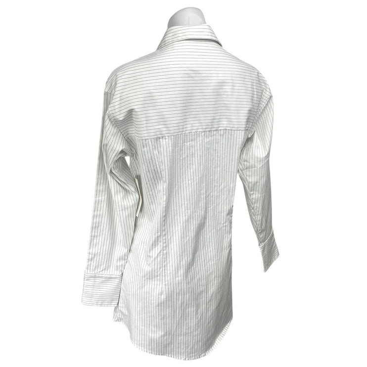NEW Steele White Striped Long Sleeve Collar Button Down Mini Shirt Dress Size XS