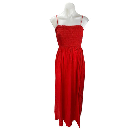 & Other Stories Red Sleeveless Smocked Cami Camisole Tank A Line Midi Dress 4