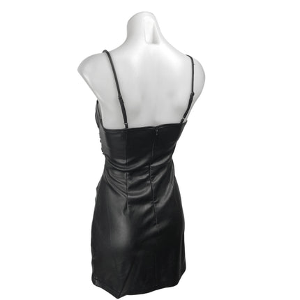 ASTR The Label Black Faux Leather Vegan Cutout Sleeveless Cami Bodycon Dress XS