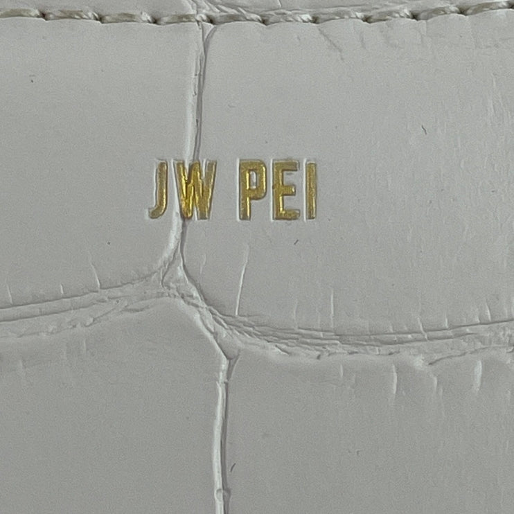 JW PEI Ruby White Croc Embossed Vegan Faux Leather Shoulder Crescent Handbag