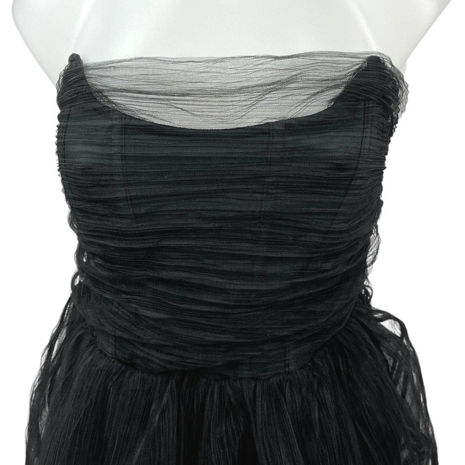 Bershka Black Tulle Ruffle Strapless Fit & Flare Mini Cocktail Tube Dr Brie Bershka Black Tulle Ruffle Strapless Fit & Flare Mini Cocktail Tube Dr Brie