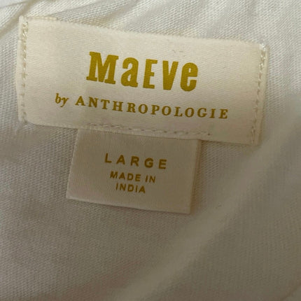 Anthropologie Maeve Women's White Tie Front Peplum Babydoll Blouse Top Size L