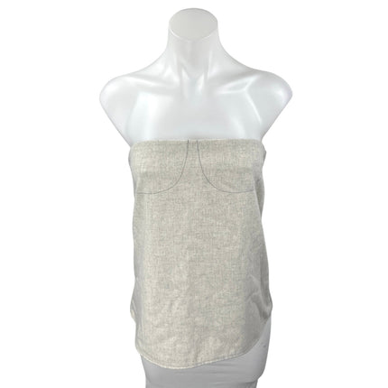 WeWoreWhat Women's Beige Sleeveless Strapless Zip Bandeau Tube Tank Top Size 0