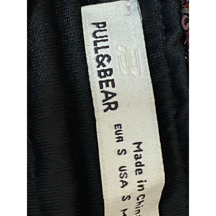 Pull & Bear Black Pink Sequin Sparkly Sleeveless Cami Tank Crop Top Size S