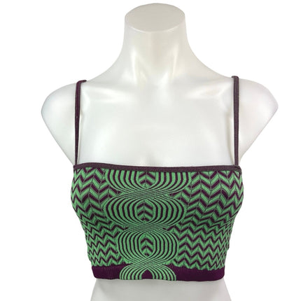 Zara Green Purple Spaghetti Strap Stretch Knit Cami Camisole Crop Tank Top XS-S