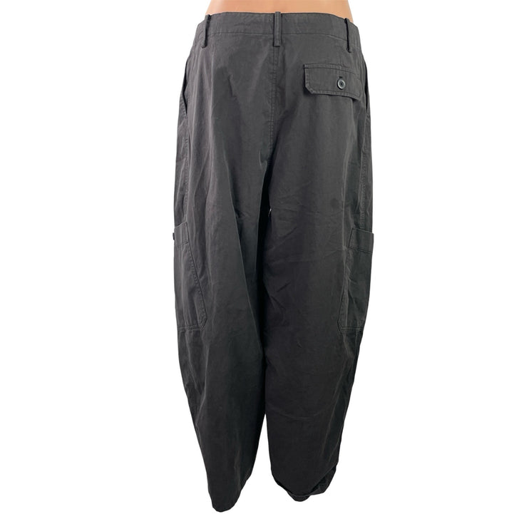 Zara Womens Black High Waisted Wide Leg Baggy Palazzo Trousers Cargo Pants Sz S