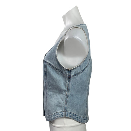 Madewell Womens Blue Light Wash Sleeveless Button Down Denim Jean Tank Top Sz 6