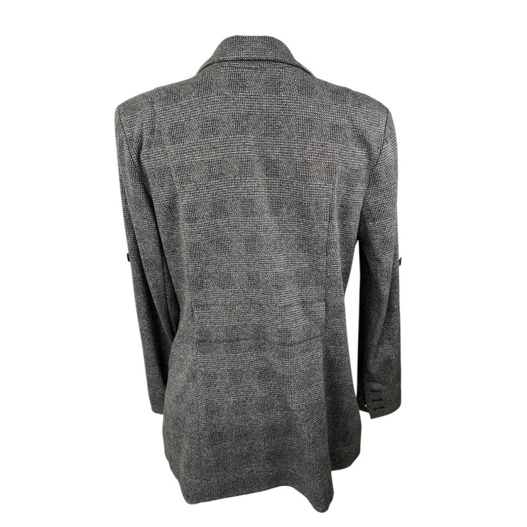 Cabi Gray Plaid Notch Collar Long Sleeve Double Breasted Blazer Coat Jacket Sz M