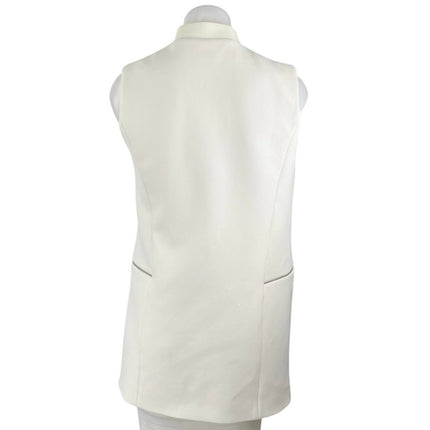 Elie Tahari Women's White Sleeveless Open Front Long Blazer Vest  Jacket Size XS