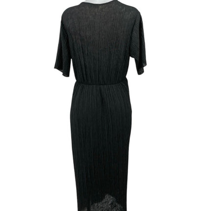 All in Favor Black Short Sleeve V Neck Textured Twist Front Maxi Dress Size S