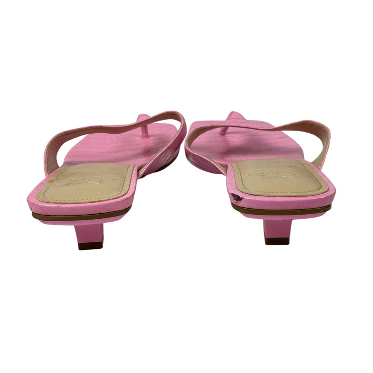 NEW Marc Fisher LTD Faren 2 Pink Croc Embossed Leather Kitten Heels Sandals 8.5