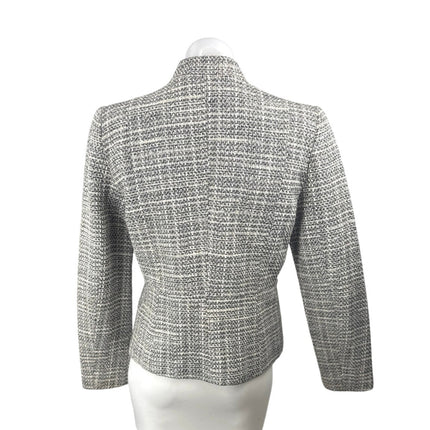 Mango Suit Women's Gray Tweed Plaid Check Crop Open Front Blazer Coat Jacket M