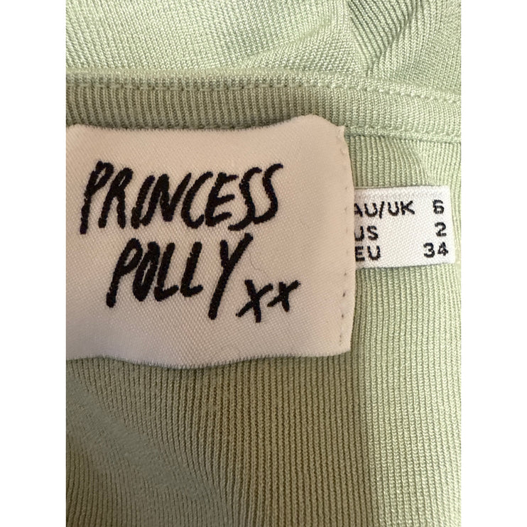 Princess Polly Green Short Sleeve Sweetheart Ruched Mini Bodycon Dress Size 2