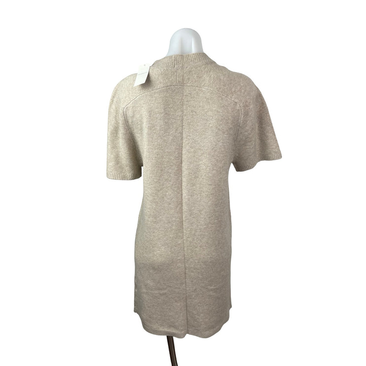 NEW Abercrombie & Fitch Beige Wool Knit Short Sleeve Mini Sweater Dress Size M