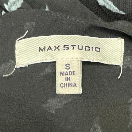 Max Studio Women's Black Floral Sleeveless Round Neck Tank Blouse Top Size S