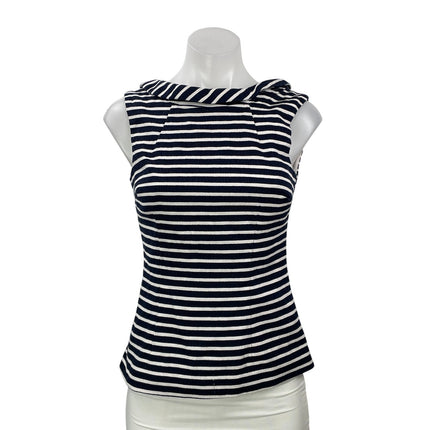 Boden Martha Women's Black White Sleeveless Striped Boat Neck Blouse Top Size 2