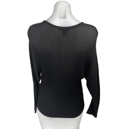 Club Monaco Women's Black Rib Knit Boatneck Long Dolman Sleeve Sweater Top Sz S