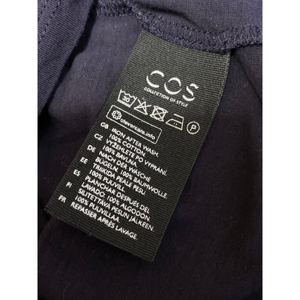 Cos Navy Blue Tie Waist Crew Neck Short Sleeves Midi Bodycon Sheath Dress Sz XS