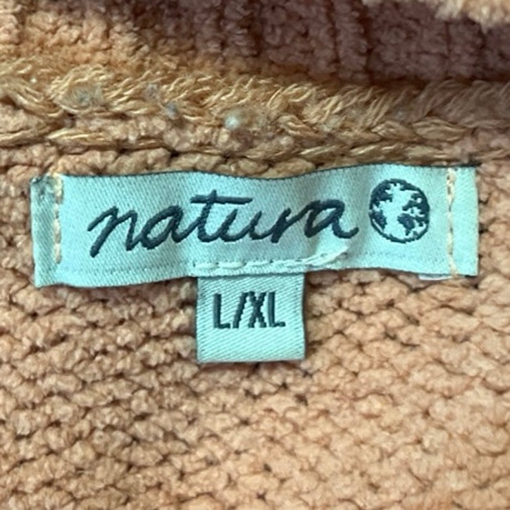 Natura Women's Orange Knit Long Sleeve Funnel Neck Pullover Sweater Top Sz L/XL