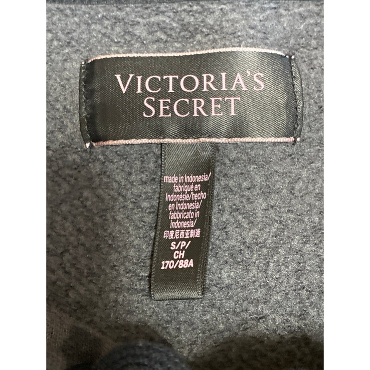 Victoria's Secret Black Leopard Animal Print Lace Up Cropped Sweatshirt Top Sz S