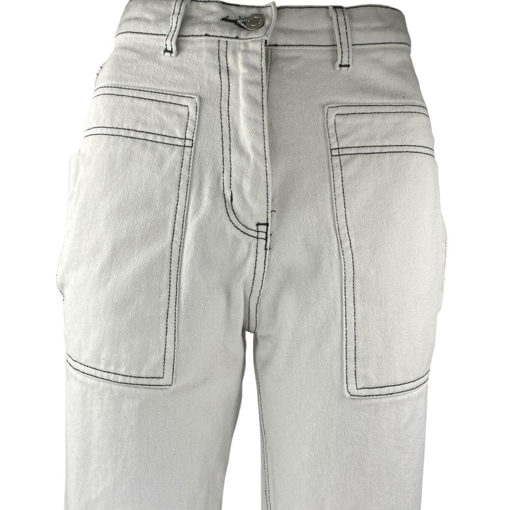 Oh My T Shirt Women's White High Waisted Wide Leg Baggy Denim Jeans Pants Sz 25