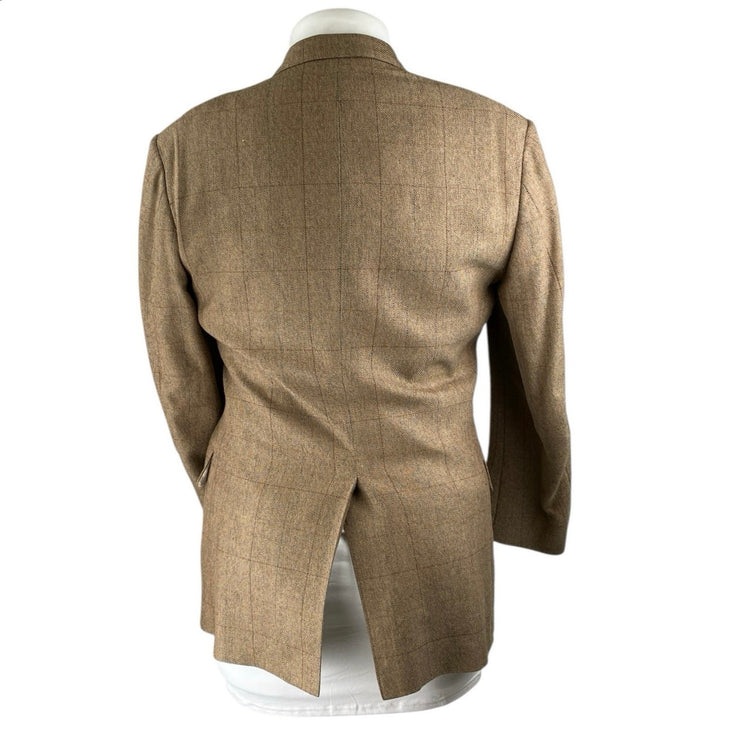 The Kensington Collection Brown Tan Plaid Long Sleeve Blazer Coat Jacket Size M