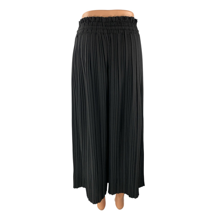 Rachel Zoe Women's Black Plisse Flowy Palazzo Wide Leg Trousers Square Pants S