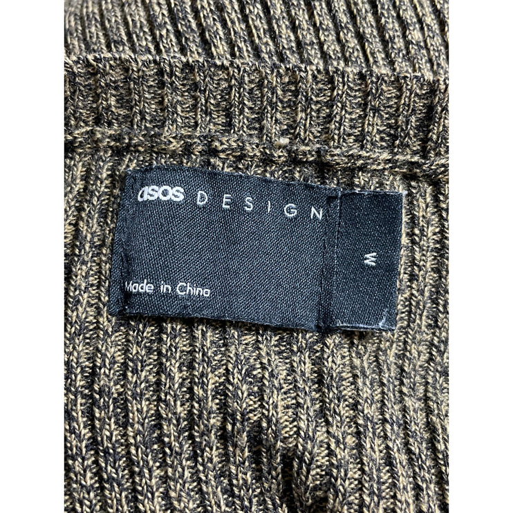 ASOS Men's Olive Green Ribbed Knit Crew Neck Long Sleeve Sweater Top Size M