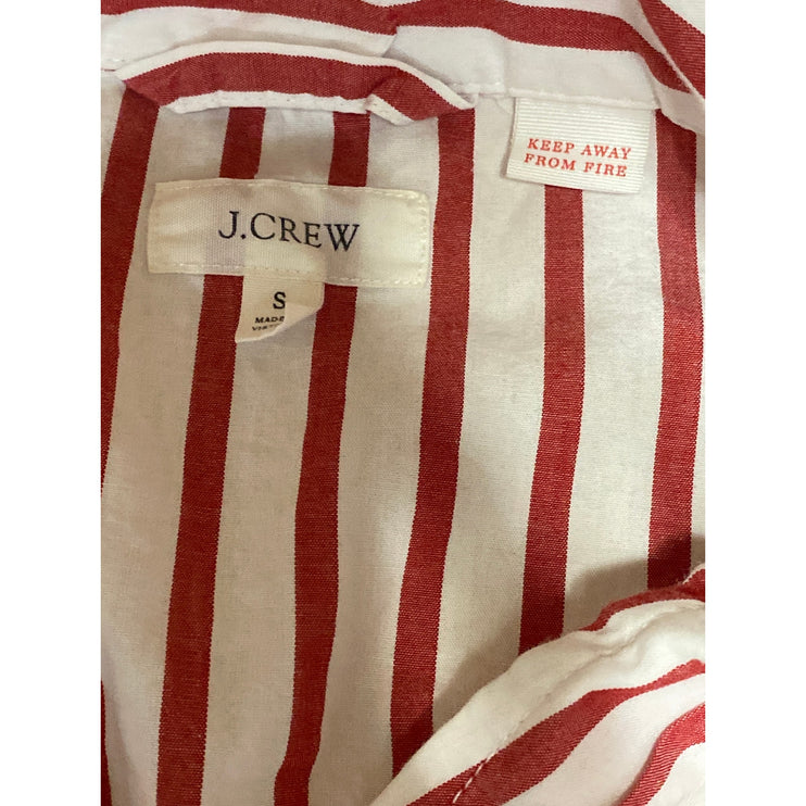 J.Crew Women's Red White Striped Pocket Long Sleeve Button Down Shirt Top Size S