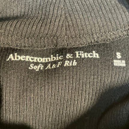 Abercrombie & Fitch Black Ribbed Knit Mock Neck Long Sleeve Crop Top Size S
