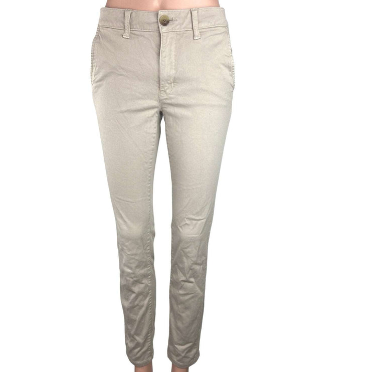 American Eagle Beige Super Stretch Twill Skinny Leg Mid Rise Ankle Pants Size 6