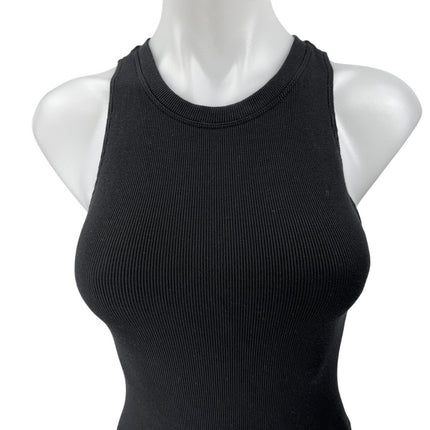 Aritzia Wilfred Free Black Ribbed Knit Round Neck Sleeveless Tank Bodysuit Top S