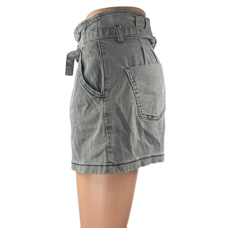 Mustard Seed Women's Gray High Waisted Button Fly Tie Waist Denim Jeans Size S