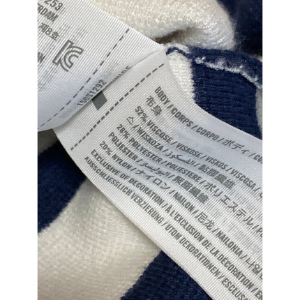 Abercrombie & Fitch White Blue Striped Short Sleeve Mock Neck Sweater Top Sz M