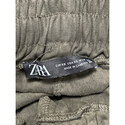 Zara Womens Olive Green Elastic High Waist Tapered Leg Trousers Jogger Pants S
