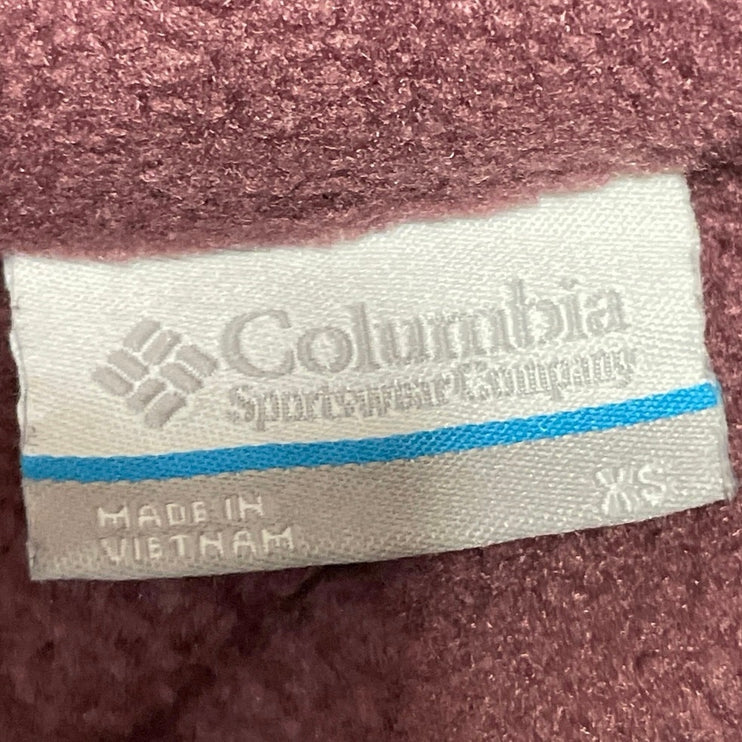 Columbia Benton Springs Burgandy Cream Half Snap Fleece Pullover Sweater Top XS