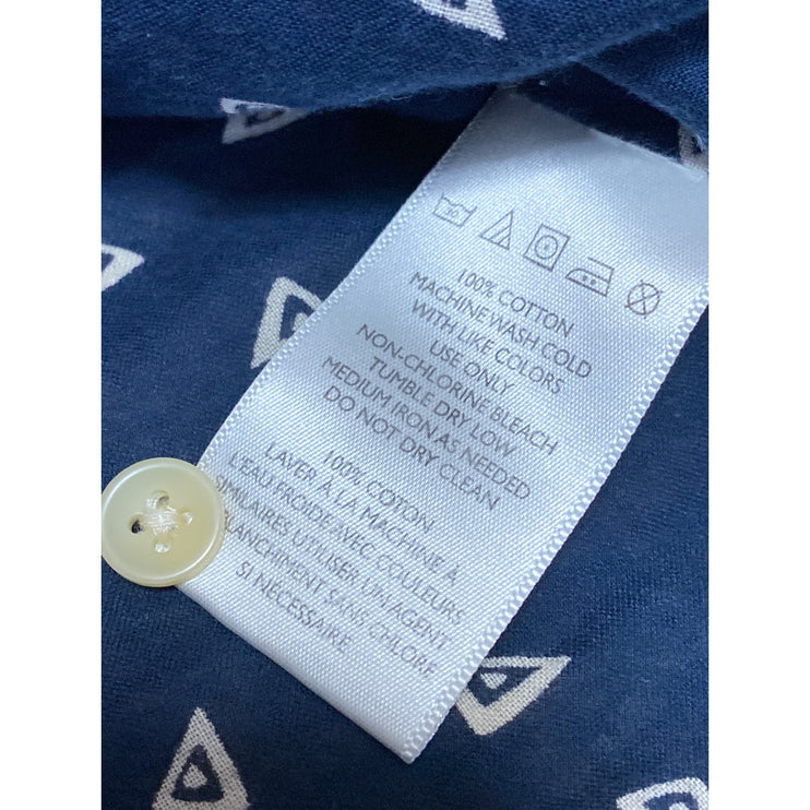 Koto Men's Blue Geometric Collared Short Sleeve Casual Button Down Shirt Top S