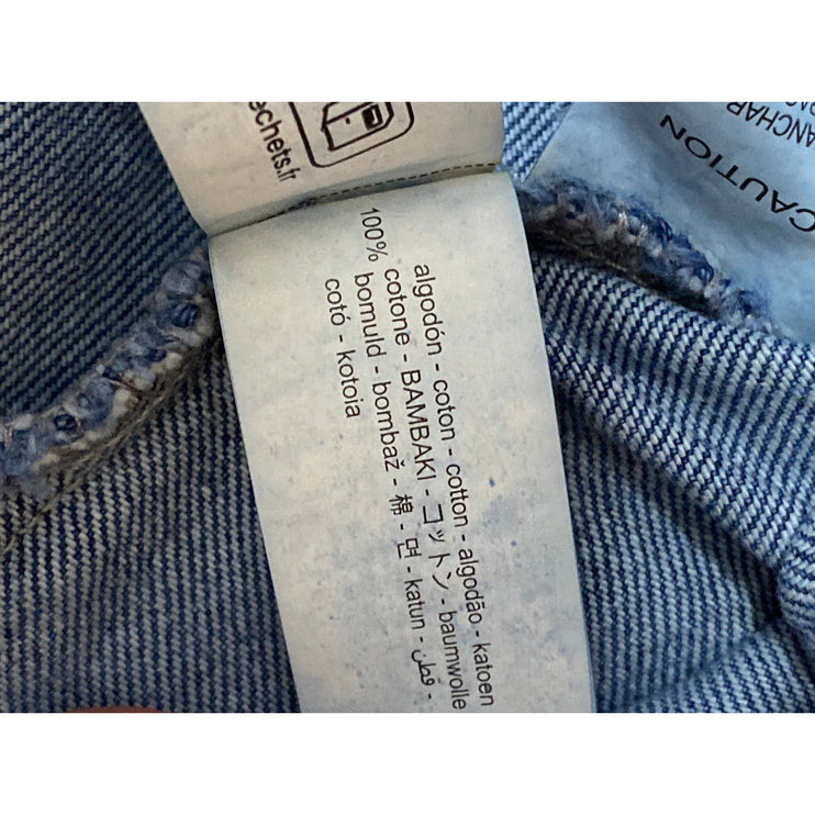 Zara Blue Medium Wash Short Sleeve Button Down A Line Mini Denim Jean Dress Sz S