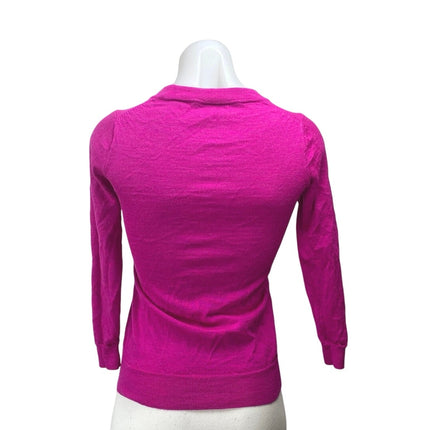 J.Crew Women's Pink Crewneck Long Sleeve Knit Crop Tee Shirt Sweater Top Size S