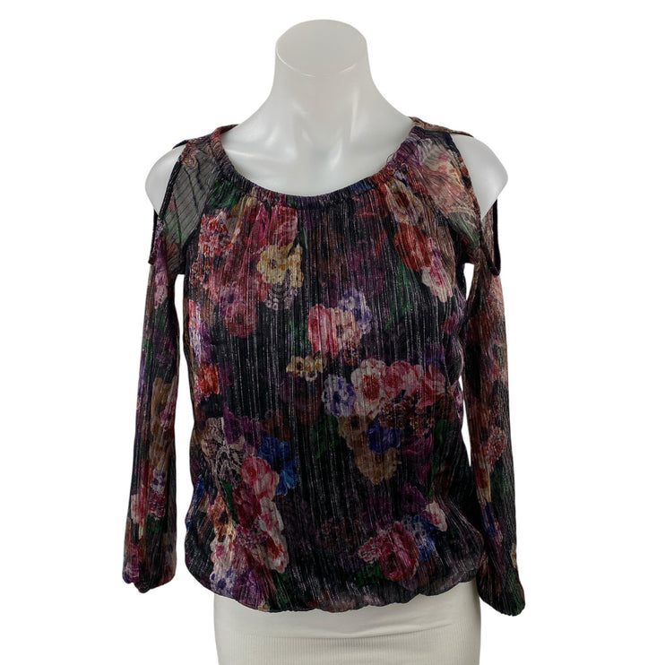 INC International Concepts Multicolor Floral Cold Shoulder Peasant Blouse Top XS