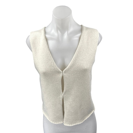 Rumored Cream Sleeveless V Neck Knit Cardigan Sweater Vest Tank Top Size M