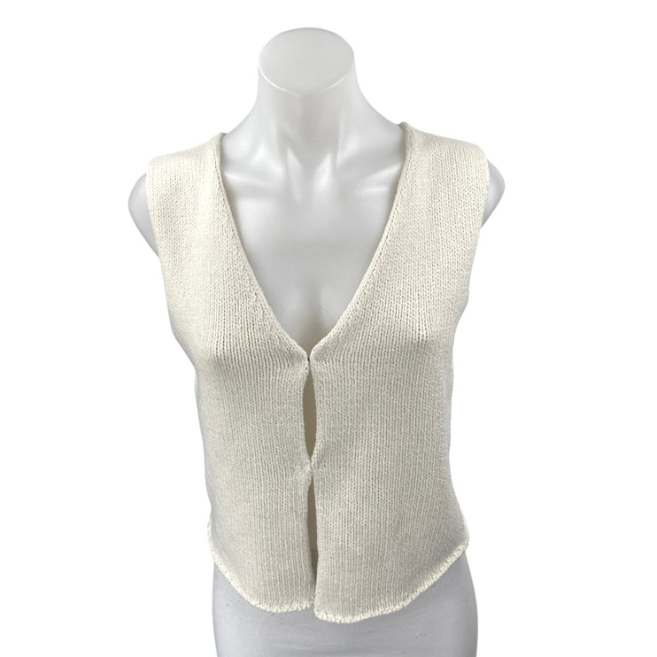 Rumored Cream Sleeveless V Neck Knit Cardigan Sweater Vest Tank Top Size M