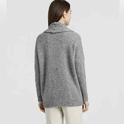 Eileen Fisher $348 Gray Alpaca Oversized Long Sleeve Cardigan Sweater Top Size L/XL