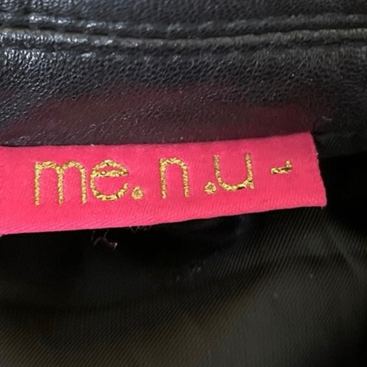 Me.N.U Black Genuine Leather Sleeveless Asymmetric Zip Biker Moto Jacket Size L