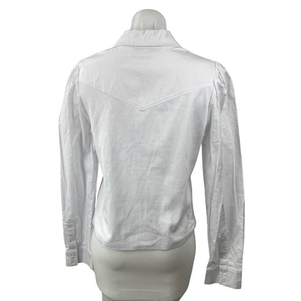 Single Thread Women's White Collared Long Sleeve Button Down Shirt Blouse Top L