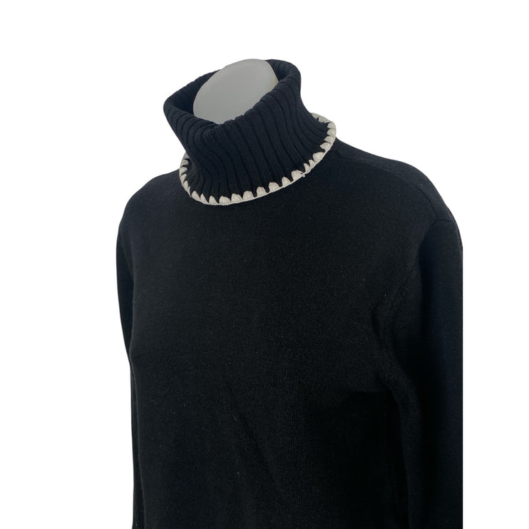 Ellen Tracy Women's Black Ribbed Trim Turtleneck Long Sleeve Sweater Top Size XS